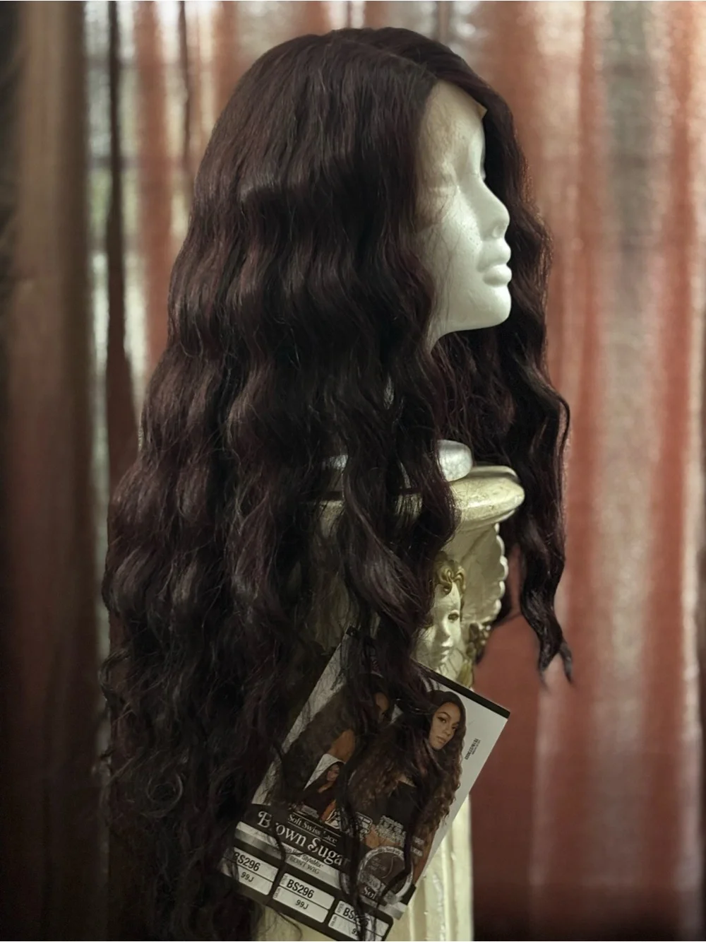 Long Wavy Ombre Lace Front Wig in Black to Burgundy